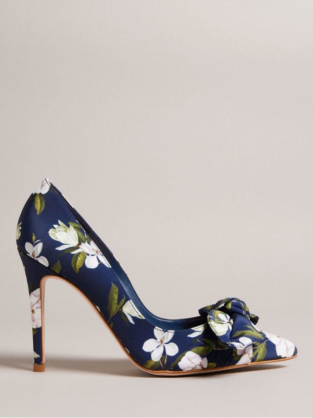 Ted Baker London Floral Navy Pointed-Toe High Heels / Pumps with Bow